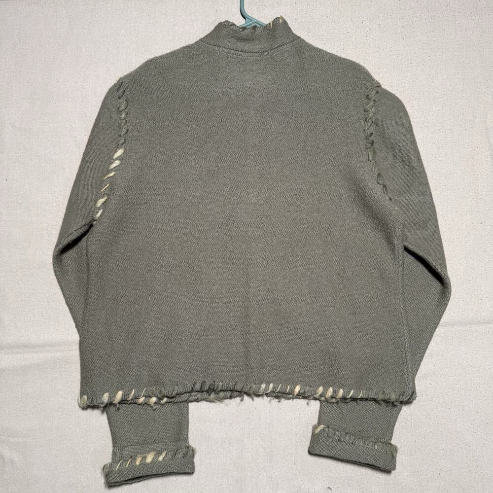Vtg Nordic Design Womens Large Wool Knit Floral Leaves Button Cardigan Sweater - Picture 2 of 8